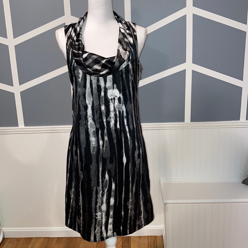 Kenneth Cole white label “painted” cowl neck dress
